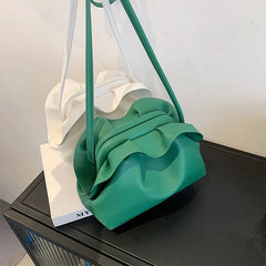 Women's Soft Pu Leather Cloud Bag Shoulder Messenger Pleated Hobos Bags