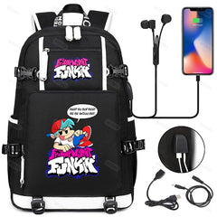FNF School Bags USB Charging Backpack Women Men Travel Laptop Bag