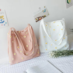 Mesh Daisy Double Layer Canvas Shoulder Bag Ins Lace Square Bag