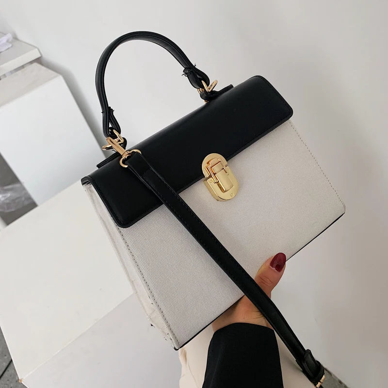 PU Ladies Handbag Lock Buckle Shoulder Bag Large Capacity Shopping Messenger Bag