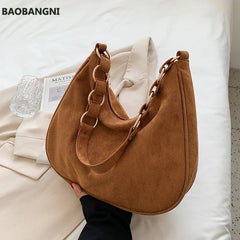 Women's Retro Suede Shoulder Bag Autumn/Winter Large-capacity Bucket Bag