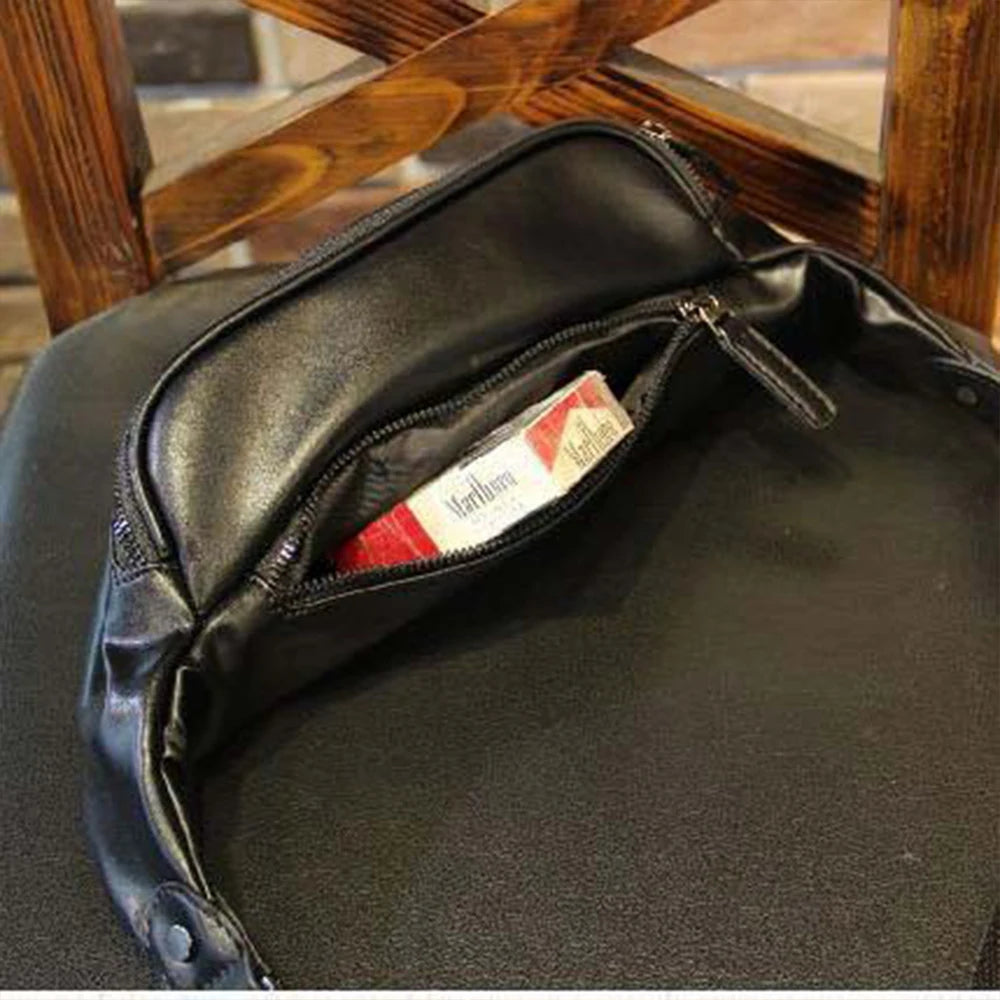 Men's PU Leather Chest Bag Waist Bag Small Backpack Shoulder Messenger Bag