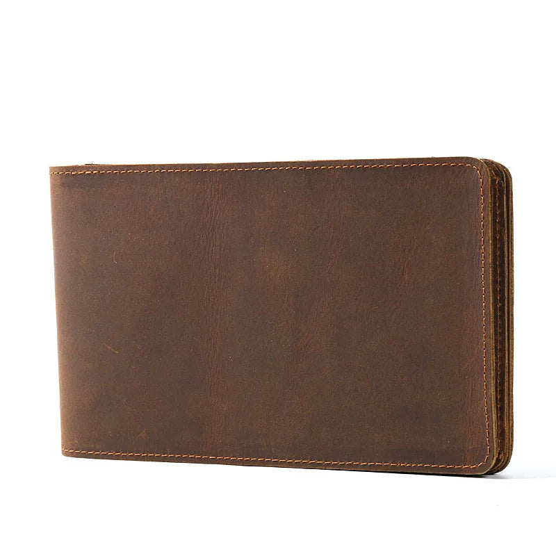 Unisex Leather Wallet Vintage Crazy Horse Long Multi-Card Position