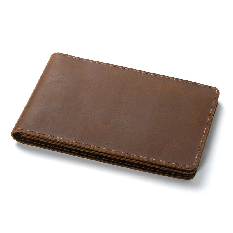 Unisex Leather Wallet Vintage Crazy Horse Long Multi-Card Position