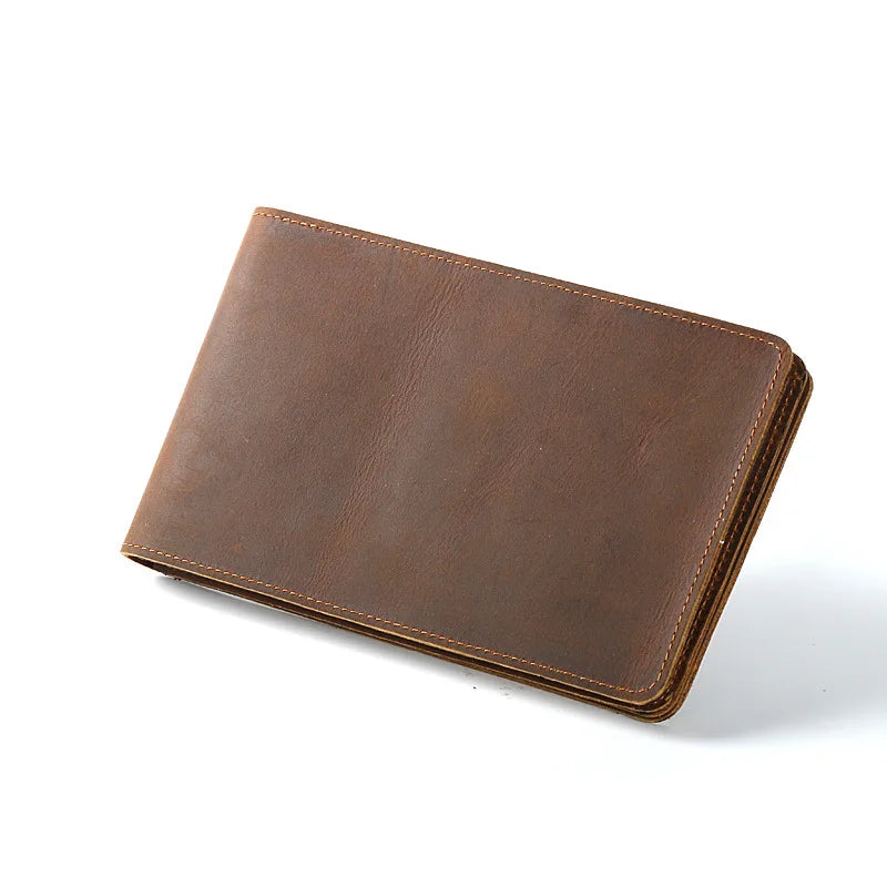 Unisex Leather Wallet Vintage Crazy Horse Long Multi-Card Position