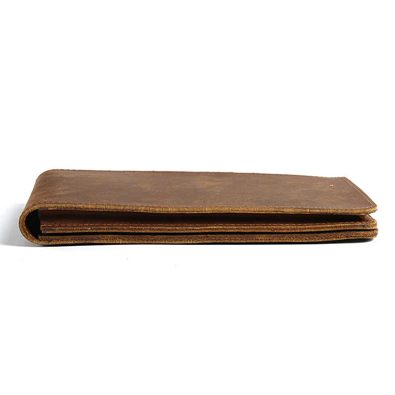 Unisex Leather Wallet Vintage Crazy Horse Long Multi-Card Position