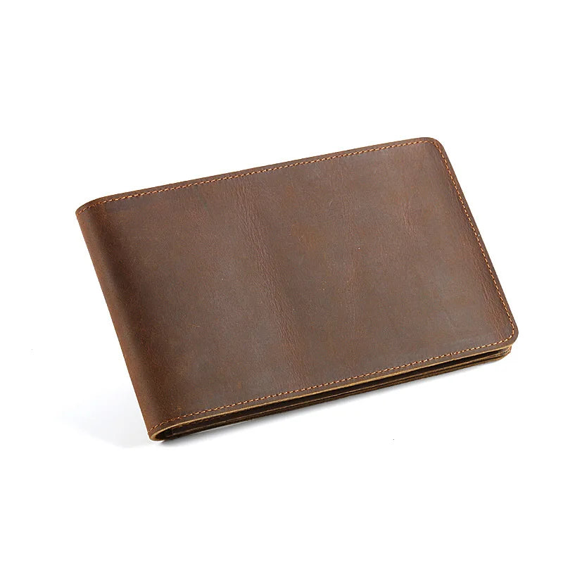 Unisex Leather Wallet Vintage Crazy Horse Long Multi-Card Position