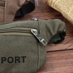 Canvas Hiking Zip Bag Large Capacity Waist Pack for Camping