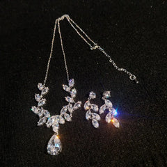 Himstory CZ Bride Wedding Jewelry Set Woman Necklace Earring Set