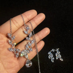 Himstory CZ Bride Wedding Jewelry Set Woman Necklace Earring Set