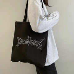 Hip Hop Letter Print Punk Canvas Bag Gothic Vintage Harajuku Shopper