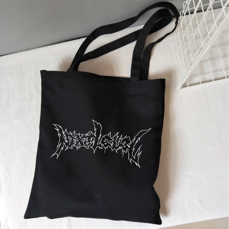 Hip Hop Letter Print Punk Canvas Bag Gothic Vintage Harajuku Shopper