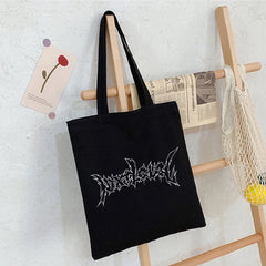 Hip Hop Letter Print Punk Canvas Bag Gothic Vintage Harajuku Shopper