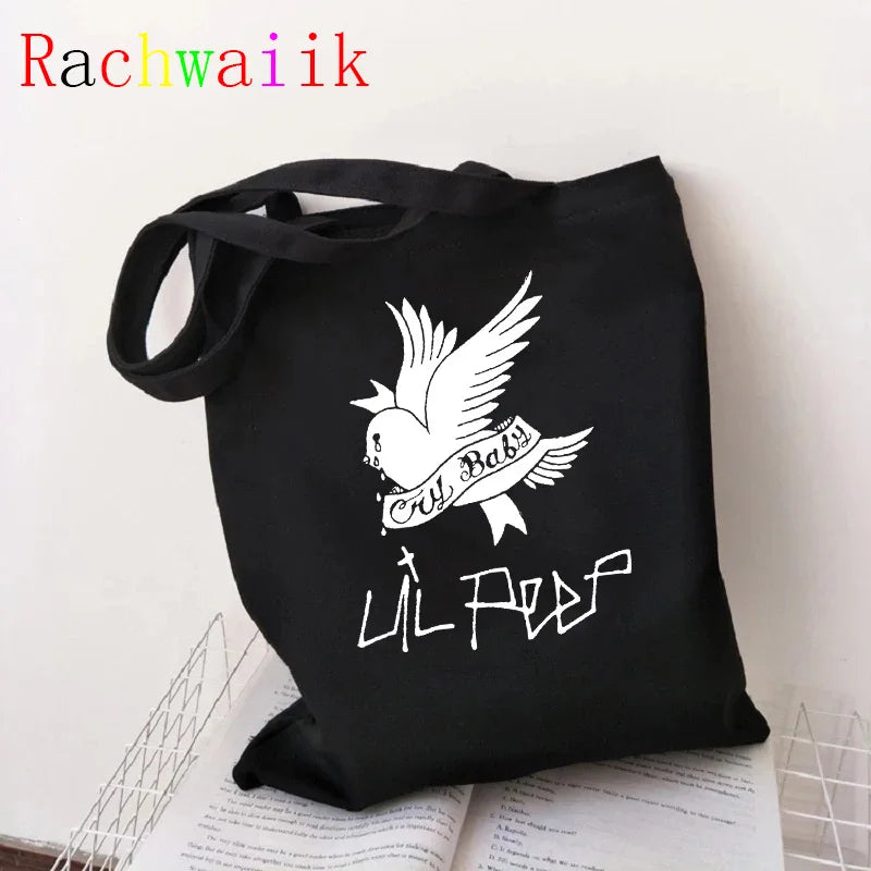 Hip Hop Lil Peep Canvas Bag Harajuku Shopper Tote Eco Shoulder Y2k