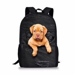 Hip Hop Notebook Backpacks Students School Bags Animal Denim Pocket Cat/Kitten 3
