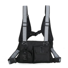 Hip Hop Tactical Vest Multifunction Chest Bag Reflective Shoulder Strap Nylon