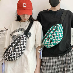 Hip-hop Couple Chest Bag Female Nylon Waist Bags Plaid Women Fanny Pack Men