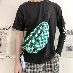 Hip-hop Couple Chest Bag Female Nylon Waist Bags Plaid Women Fanny Pack Men