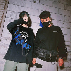 Hip hop Women Waist Bag Geometric Waist Pack Polyester Phone Pouch