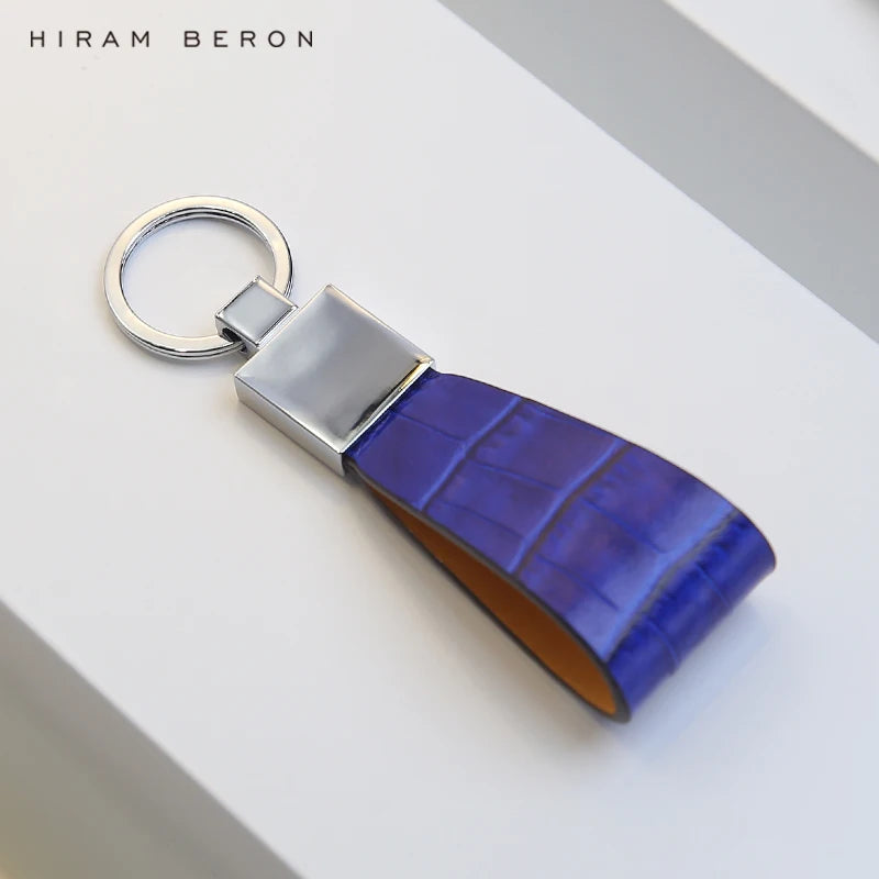 Hiram Beron Men's Leather Key Holder Croco Pattern