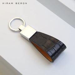 Hiram Beron Men's Leather Key Holder Croco Pattern