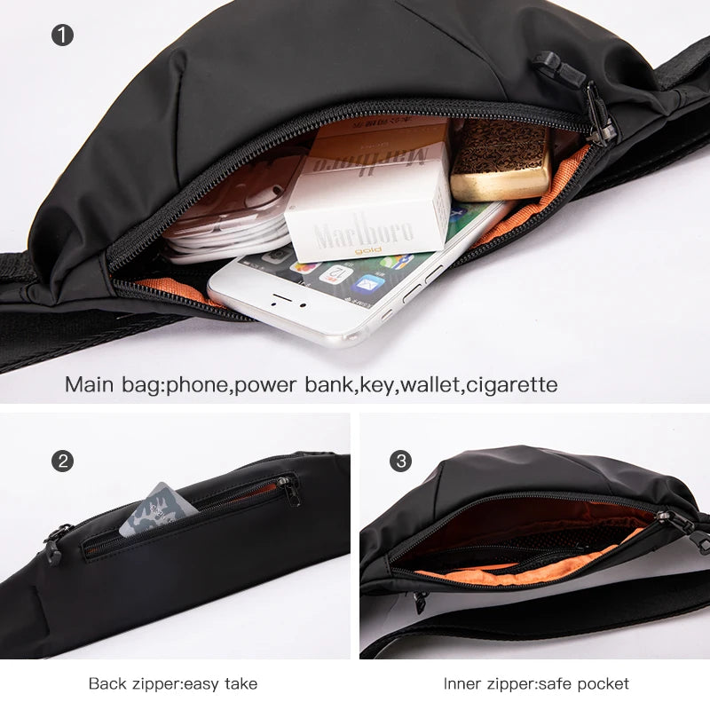 HK Men Fanny Pack Teenager Outdoor Sports Waist Bag Male Shoulder Belt B