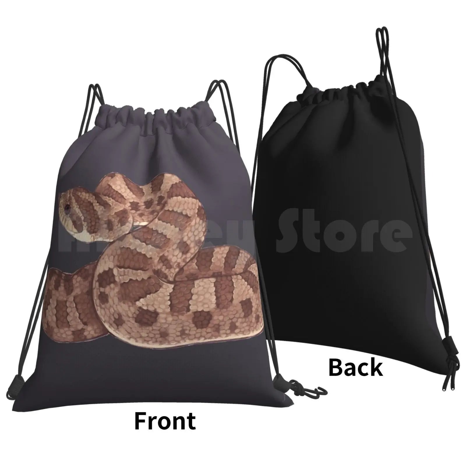 Hognose Snake Backpack Drawstring Gym Bag Waterproof Reptile Animal Pet