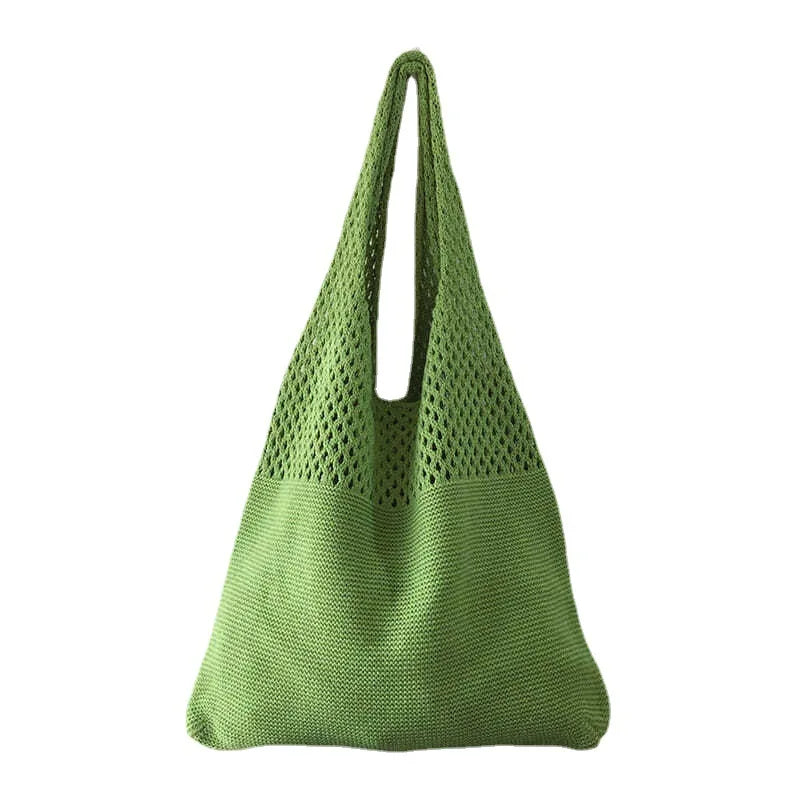 Retro Hollow Knitted Hand-held Shoulder Bag Woolen Bag Large Capacity