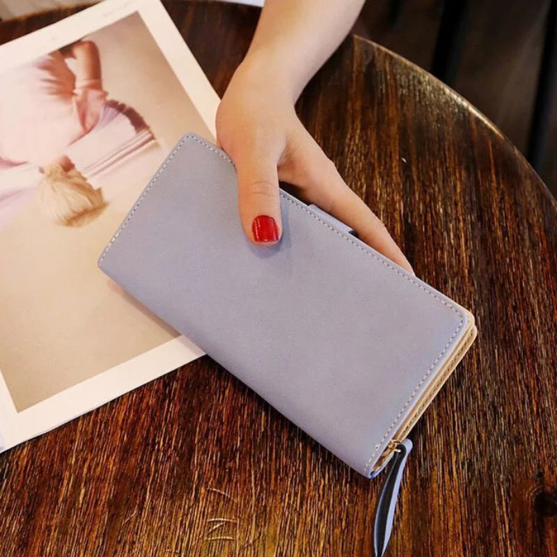 Large Capacity Hollow Out Women Long Wallet PU Leather Zipper Money Bag