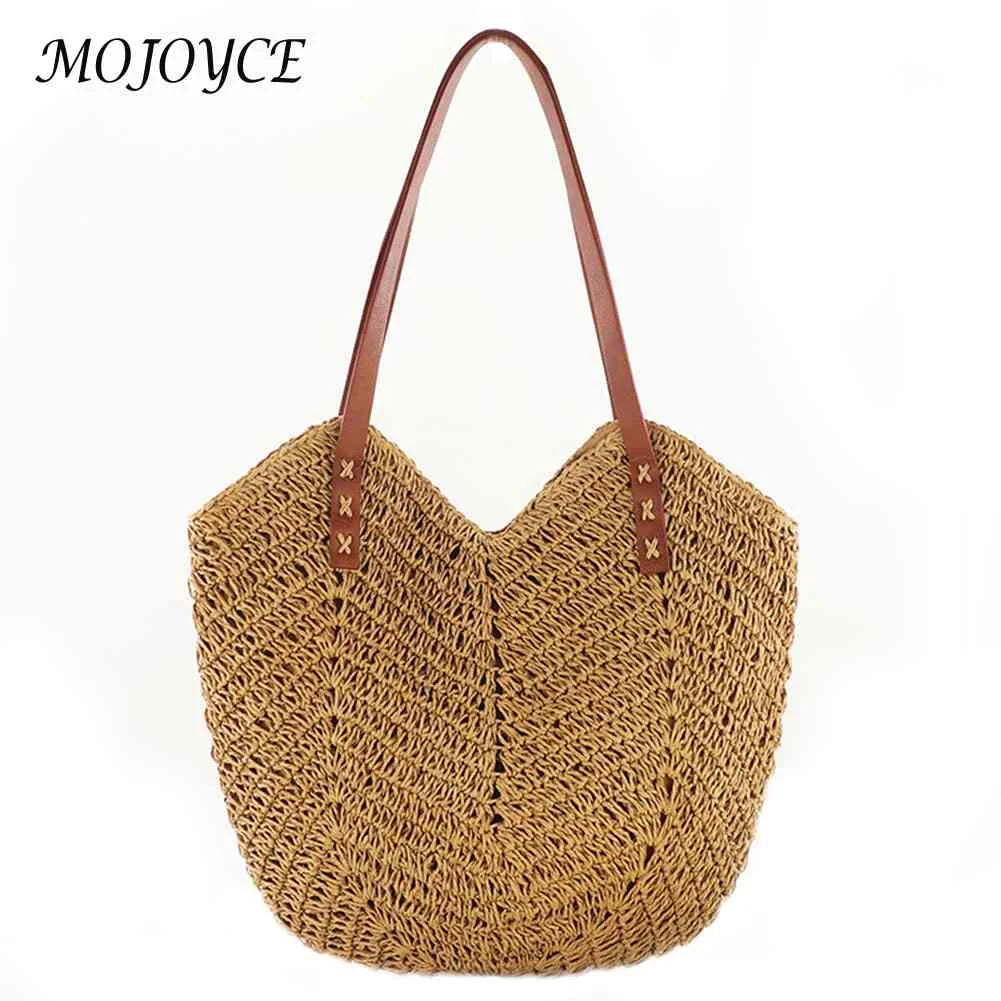 Hollow Shoulder Bag Paper Rope Weaving Hand Bag Summer Casual Portable