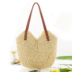 Hollow Shoulder Bag Paper Rope Woven Handbags for Travel Vacation