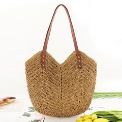 Hollow Women Tote Bags Paper Rope Hand-Woven Bag Summer Casual Portable