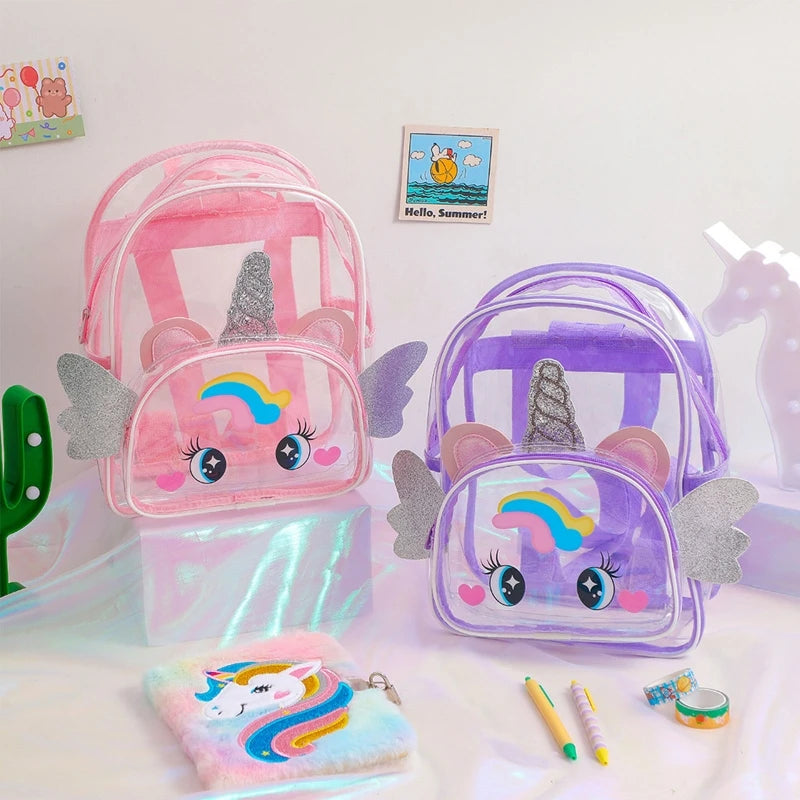 Holographic Clear Backpack Purse Casual Daypack Travel Shoulder Bag for Kids