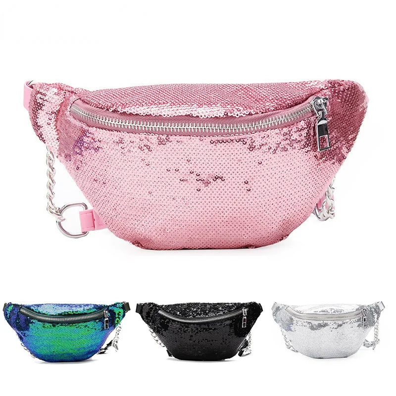 Holographic Laser Waist Leather Belt Waterproof Bag Thighbags