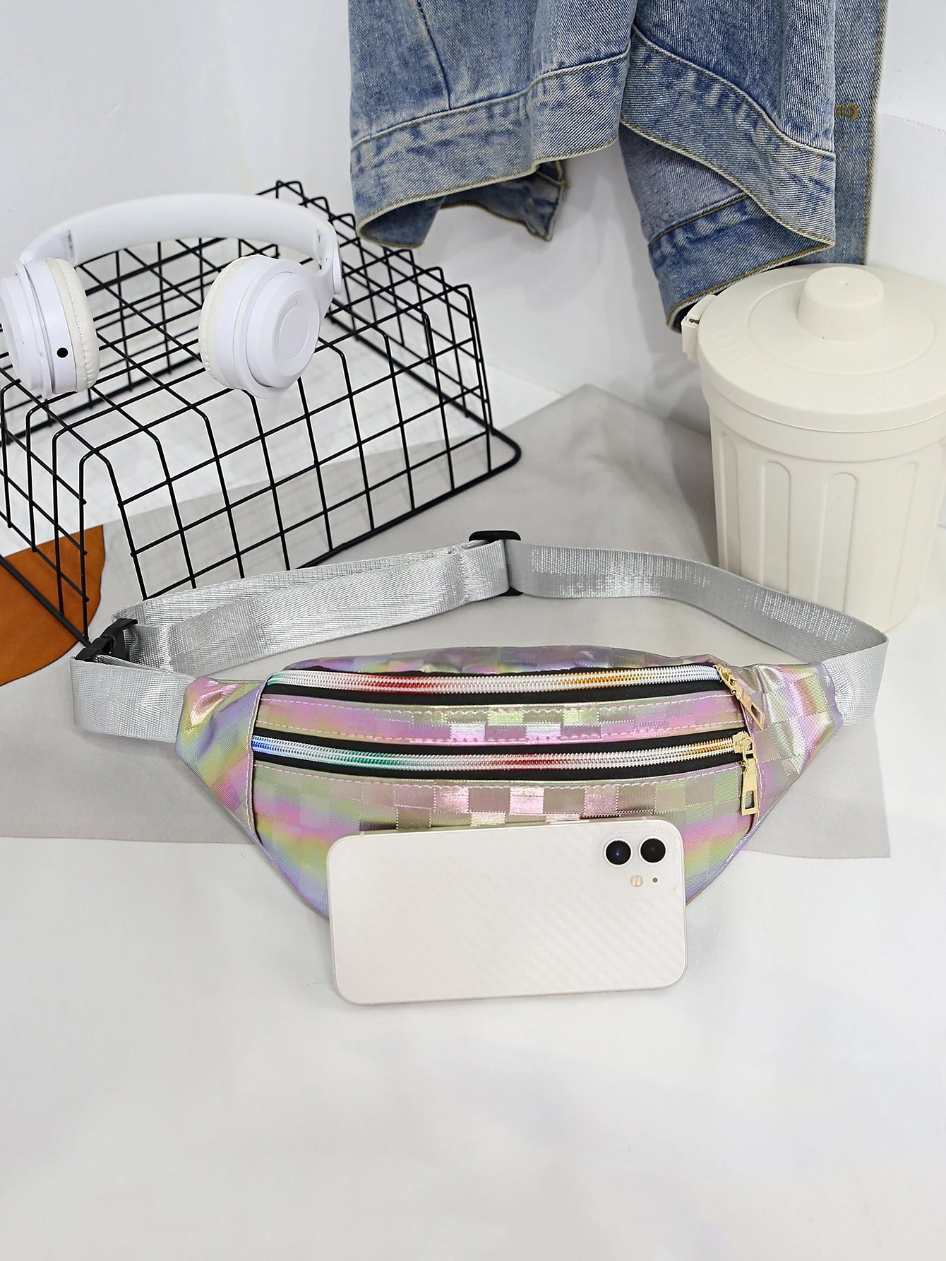 Holographic Fanny Pack Waist Bag Laser Beach Travel Banana Hip Bum Women Purse