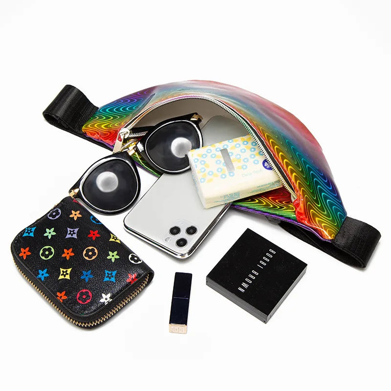 Holographic Fanny Pack Women Waist Bag Female Fannie Packs Pouch Murse