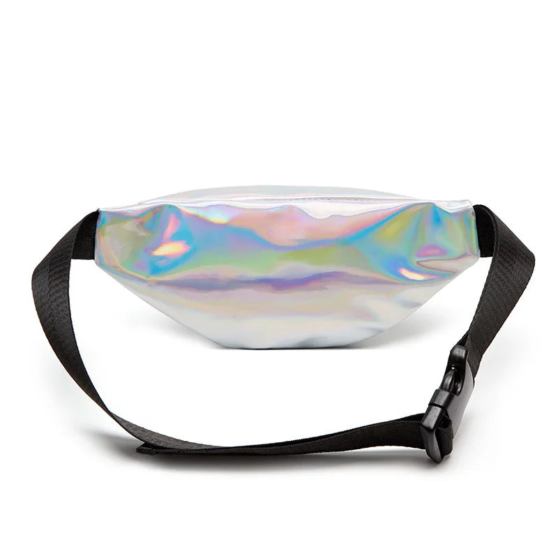Silver Holographic Laser Waist Bag for Women