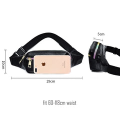 Holographic Retro PU Fanny Pack Girls Bum Waist Bag Pink Women`s Belt Bag