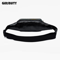 Holographic Retro PU Fanny Pack Girls Bum Waist Bag Pink Women`s Belt Bag