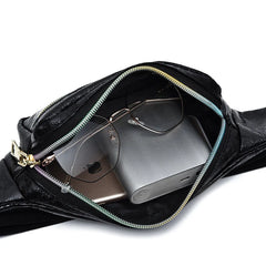 Holographic Retro PU Fanny Pack Girls Bum Waist Bag Pink Women`s Belt Bag