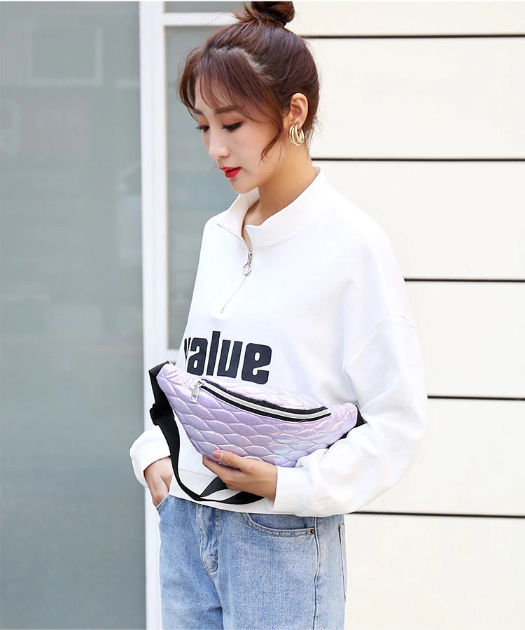 Holographic Waist Bag Gradient Women`s Belt Bag Fanny Pack