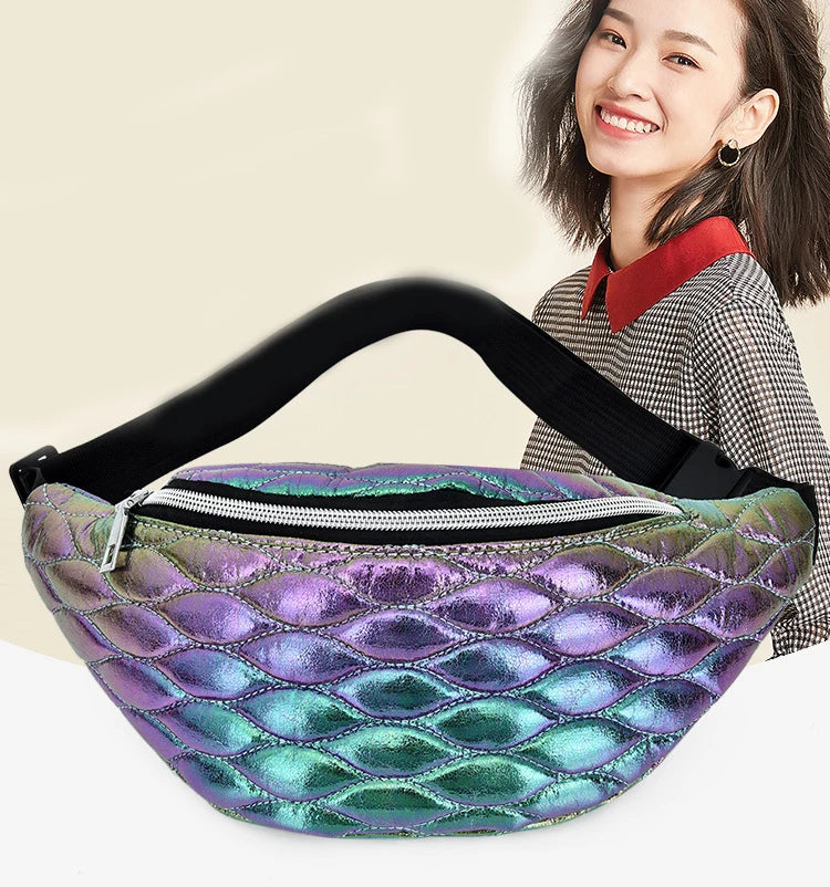 Holographic Waist Bag Gradient Women`s Belt Bag Fanny Pack