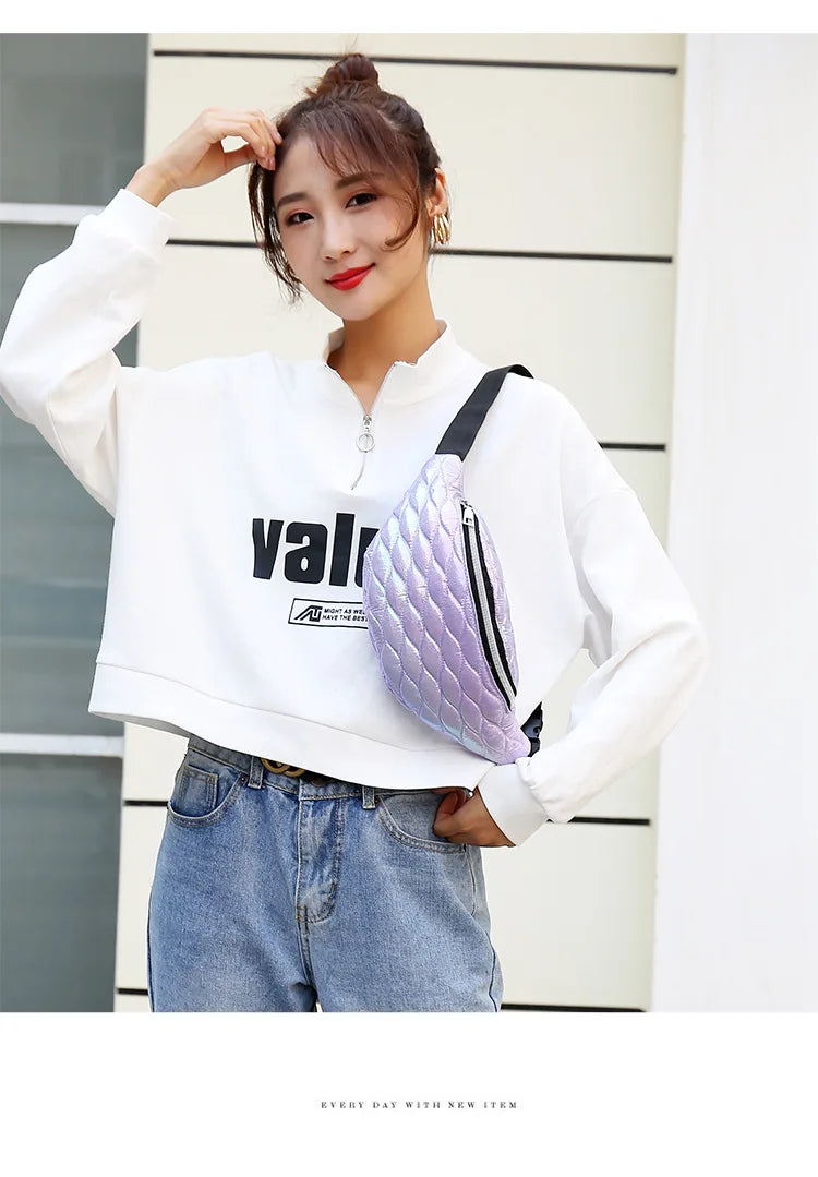 Holographic Waist Bag Gradient Women`s Belt Bag Fanny Pack