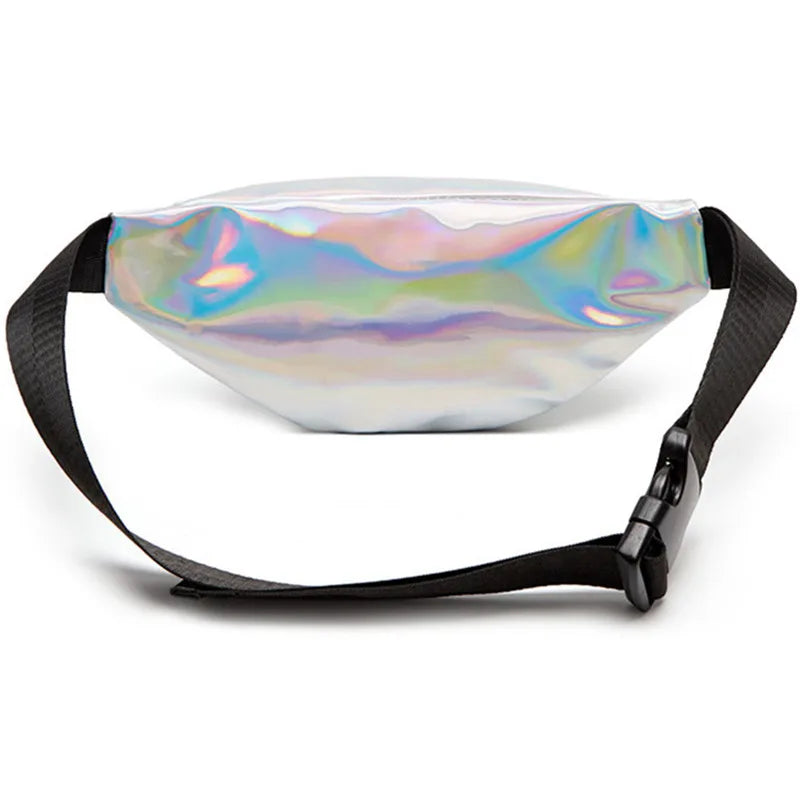 Holographic Waist Bags Women Pink Silver Fanny Pack Beach Travel