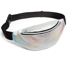 Holographic Waist Bags Women Pink Silver Fanny Pack Beach Travel