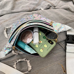 Silver Geometric Waist Bag Female Fanny Pack