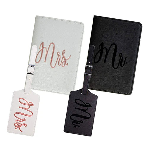 Mr & Mrs Passport Wallets Travel Set Embroidered Waterproof Couple Cover