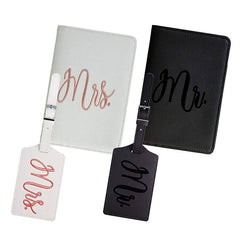 Mr & Mrs Passport Wallets Travel Set Embroidered Waterproof Couple Cover