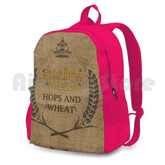 Hops & Wheat Crop Vintage Burlap Sack Outdoor Hiking Backpack