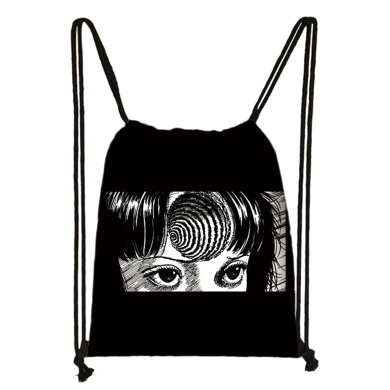 Horror Manga Drawstring Bag Tomie Spiralized Women Backpacks Casual Book Bag